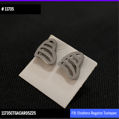 11735 ARETES DAMA CORAZON PLATEADO