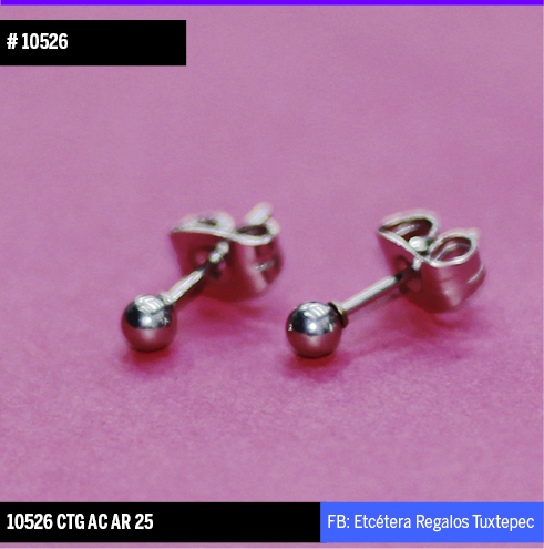 10526 Arete bolita plateada 3 mm