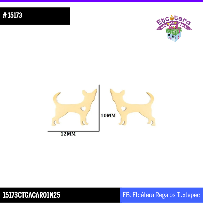 15173 Aretes chihuahua dorado