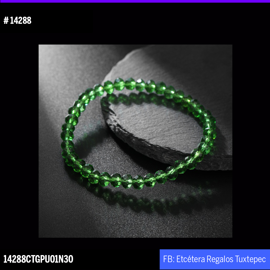 14288 Pulsera verde de vidrio