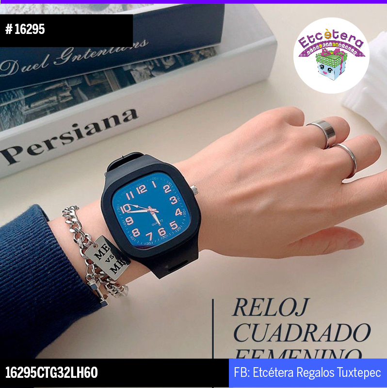 16295 RELOJ NEGRO CUADRADO