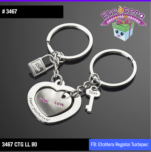 3467 doble corazon llave candado