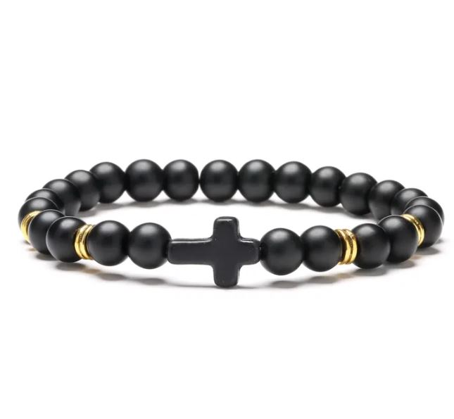 16532 Pulsera de piedra con cruz
