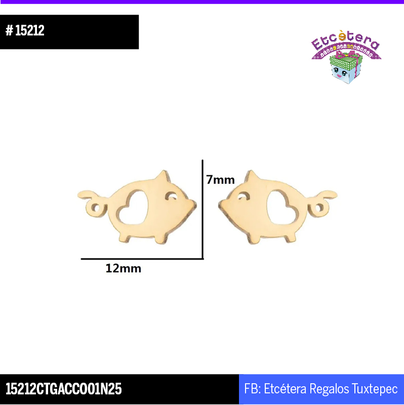15212 aretes cerdo corazón