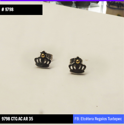 9798 Aretes punto dorado CORONA