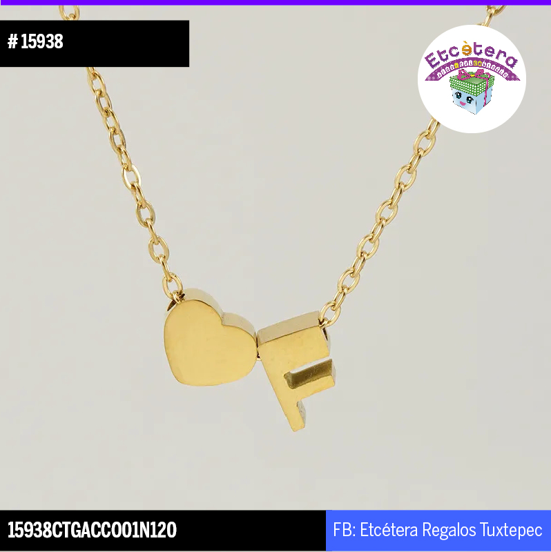 15938 COLLAR CORAZON INICIAL F DORADA