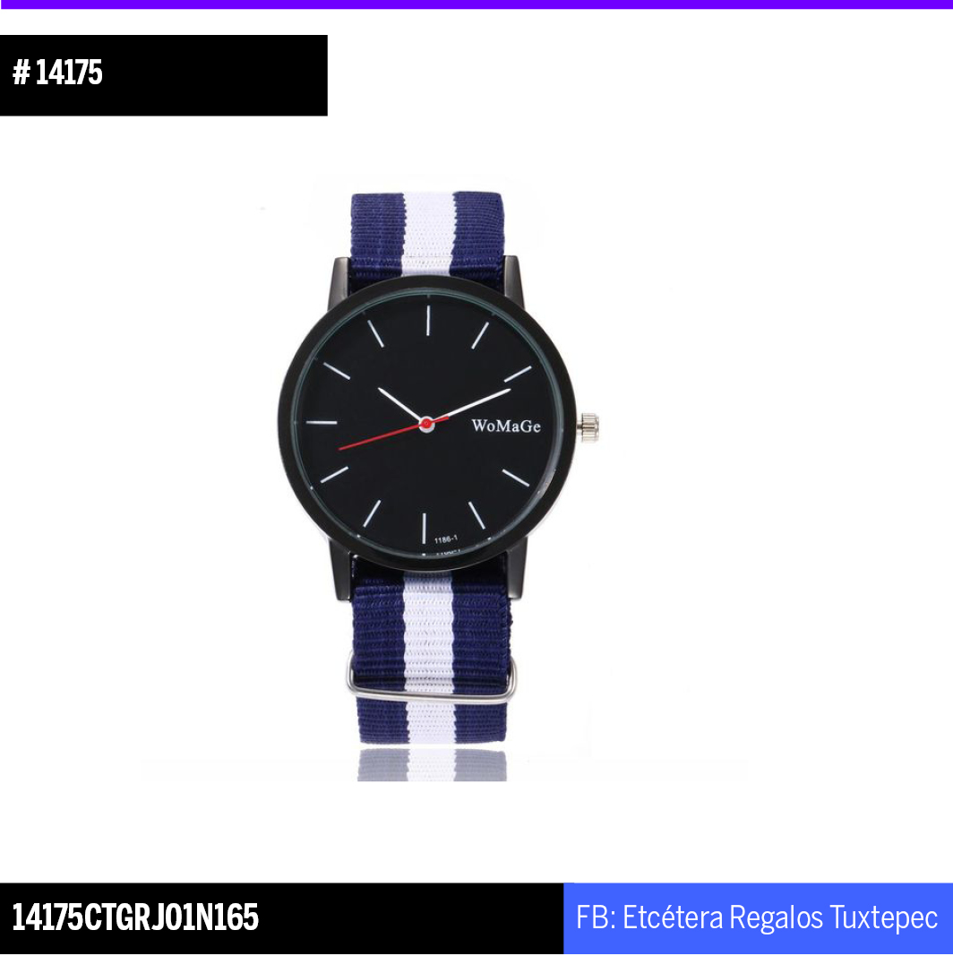 14175 Reloj caballero tela azul blanco