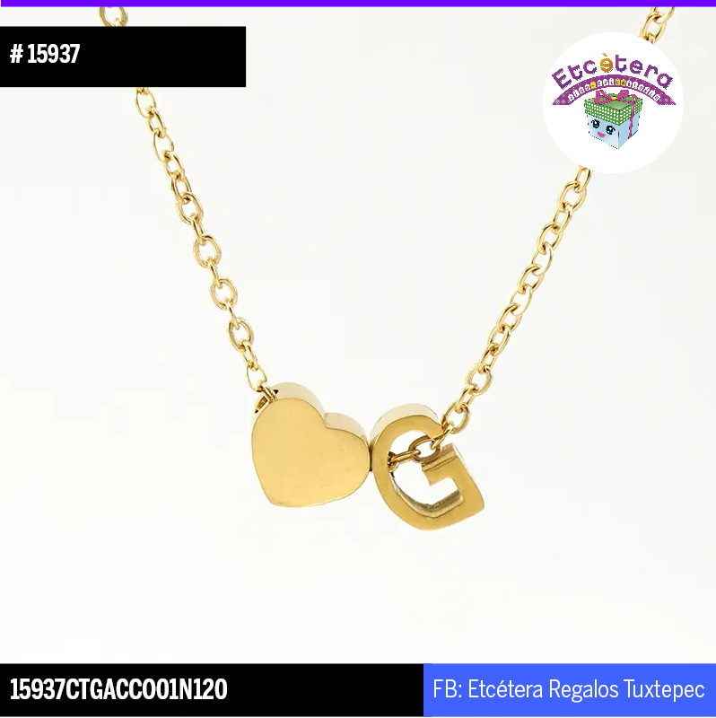 15937 COLLAR CORAZON INICIAL G DORADA