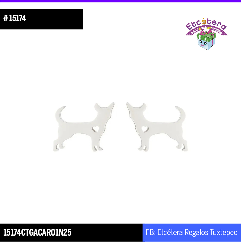 15174 Aretes chihuahua plateado