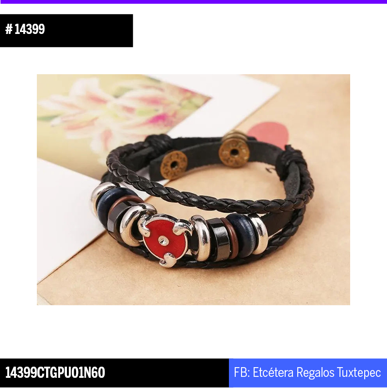 14399 Pulsera cuero sharingan