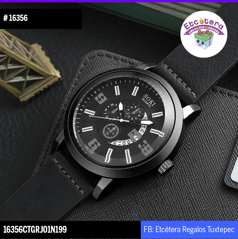 16356 RELOJ SOKI NEGRO CON FECHADOR