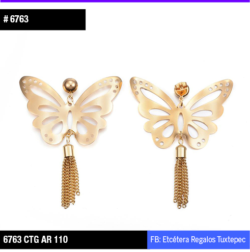 6763 ARETES MARIPOSA DORADA