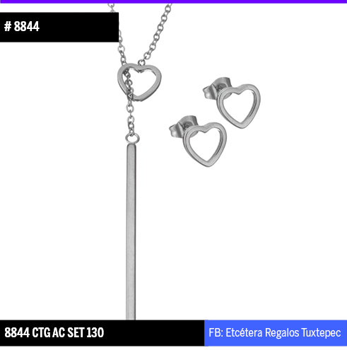 8844 CORBATERO CORAZON PLATEADO