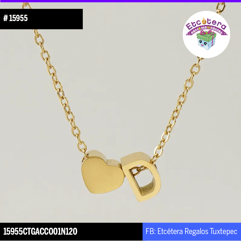 15955 COLLAR CORAZON INICIAL D DORADA