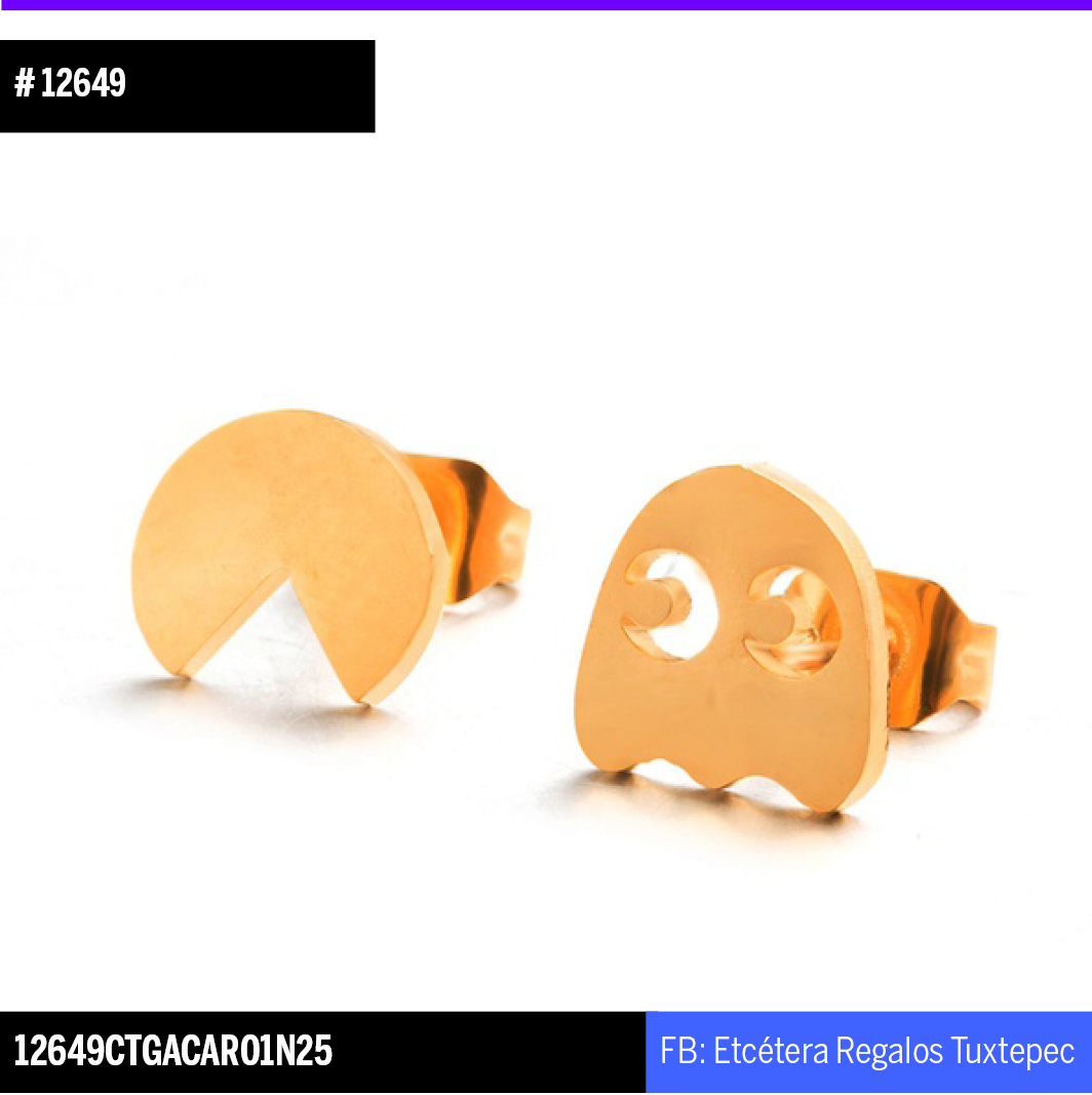 12649 ARETES PACMAN DORADO