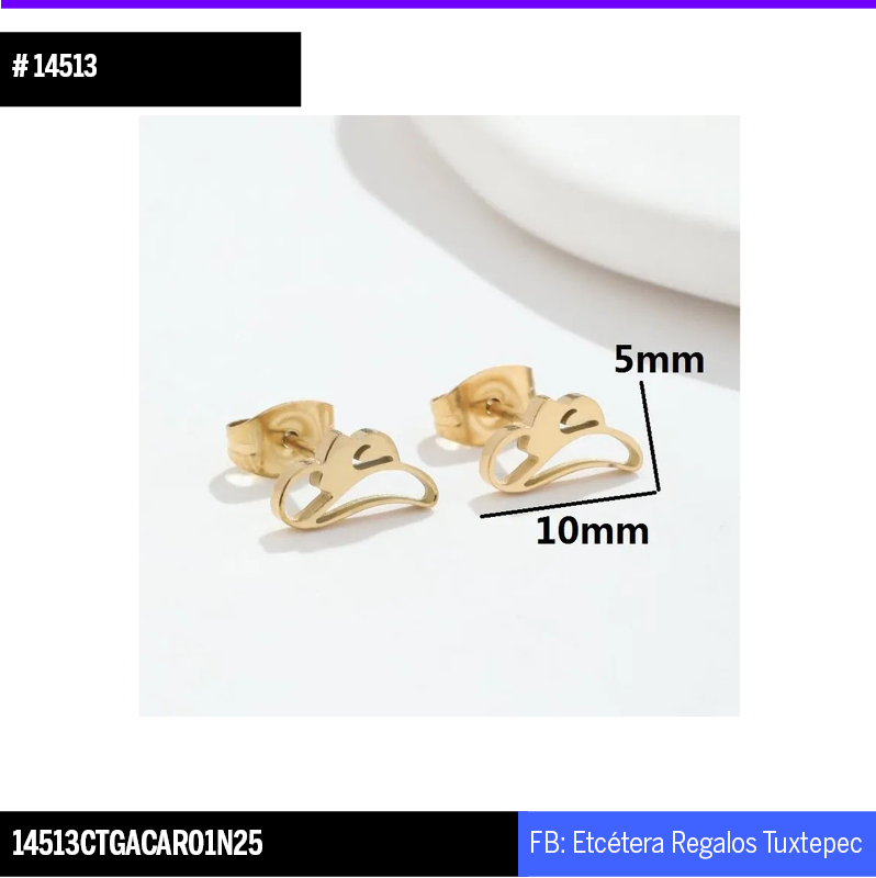 14513 aretes sombrero DORADO