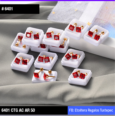6401 ARETES ROJO PERNO