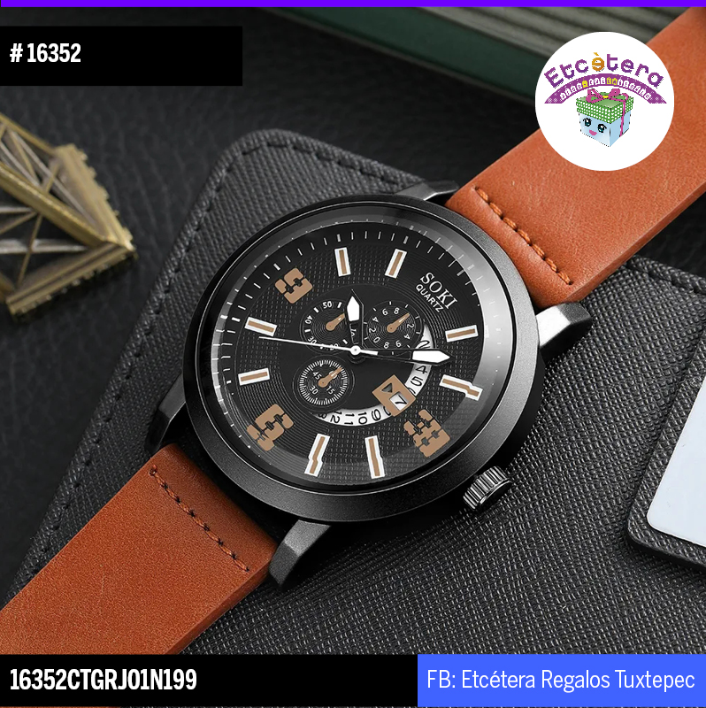 16352 RELOJ SOKI MARRÓN CON FECHADOR