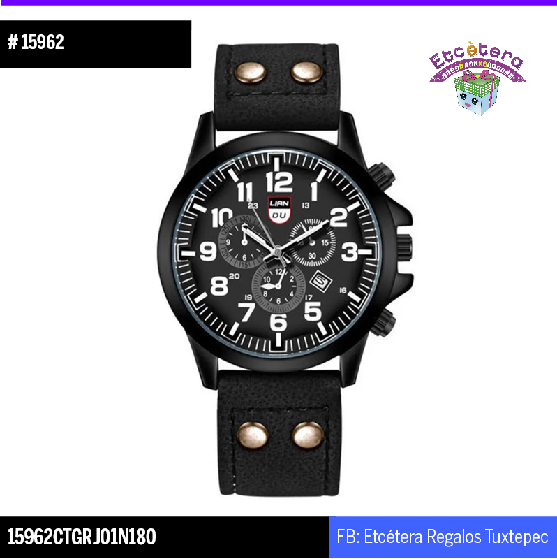 15962 RELOJ NEGRO TRES CIRCULOS